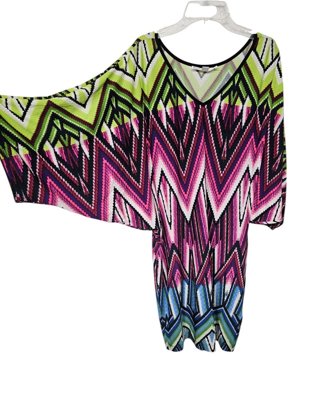 Maggy London Chevron Zig Zag Print Dress Sz 8 Dolman Sleeve Knee Length Office